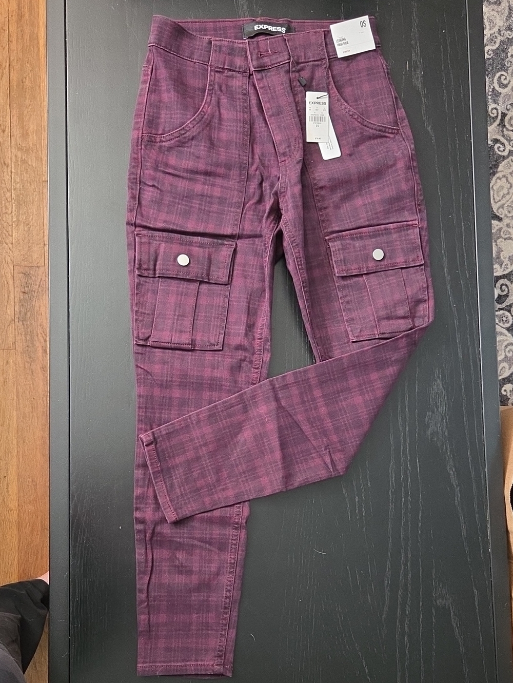 Express Plum Plaid Cargo Pants